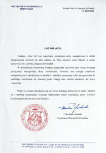 List poparcia Ks. Abp Stanisława Gądeckiego